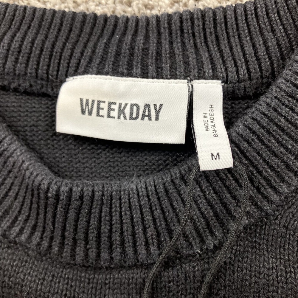 WEEKDAY Sweater Adult Medium Knit Embroidered Graphic Moto Retro Y2K - Picture 3 of 10